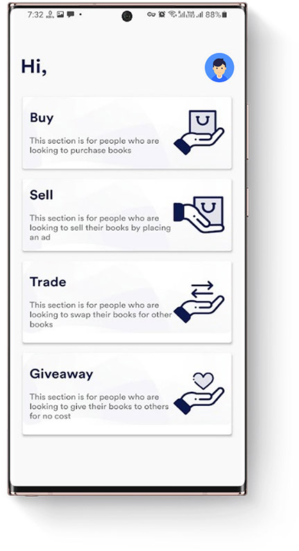 bookstorm user home screen